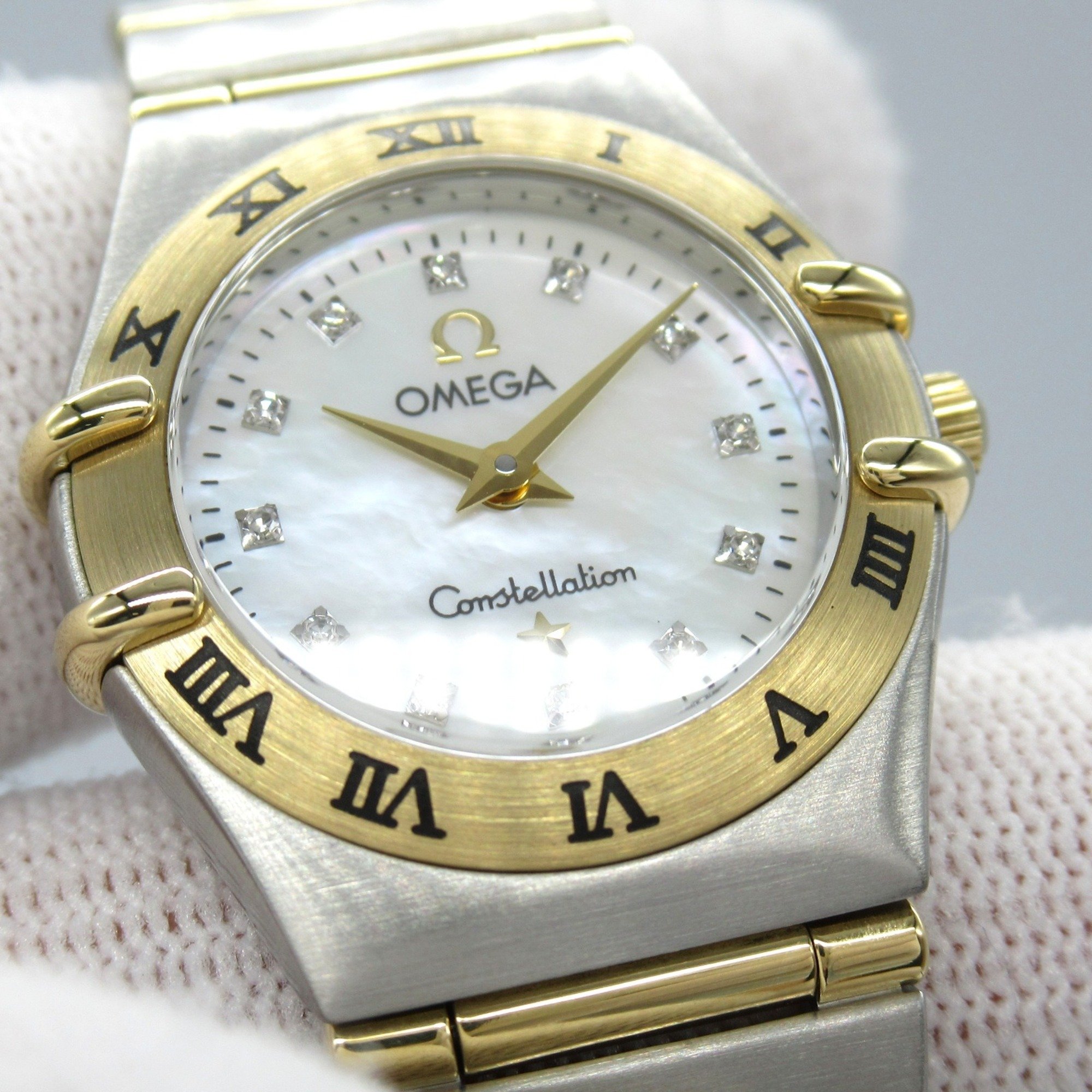 OMEGA Constellation 12P Diamond Watch, K18 (Yellow Gold), Stainless Steel, Diamond, Ladies, White, White Shell, 1262.75