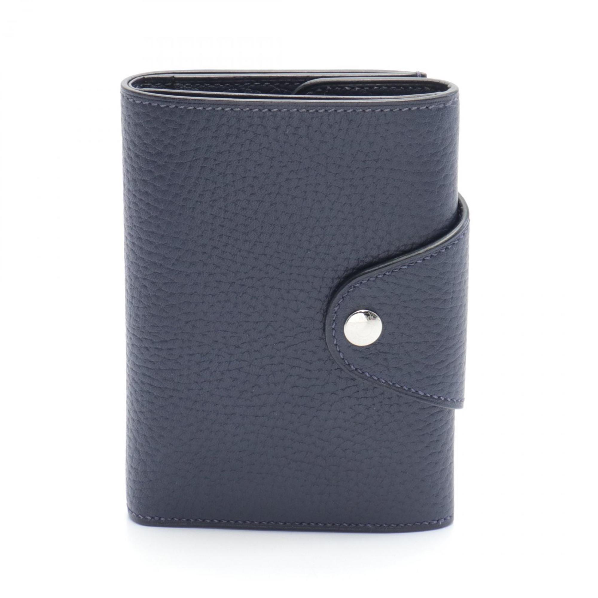 Hermes HERMES Iliad Compact Blue Nuit Wallet/Coin Case Wallet Galop d'Hermès Women's Navy 084667CK