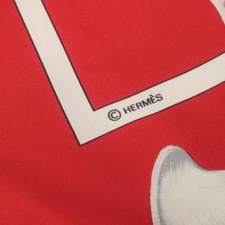 Hermes HERMES Carré 90 Scarf Silk Women's Red White