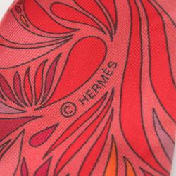 Hermes HERMES Twilly MILLEFLEURS DU MEXIQUE Silk Scarf for Women Red Multicolor