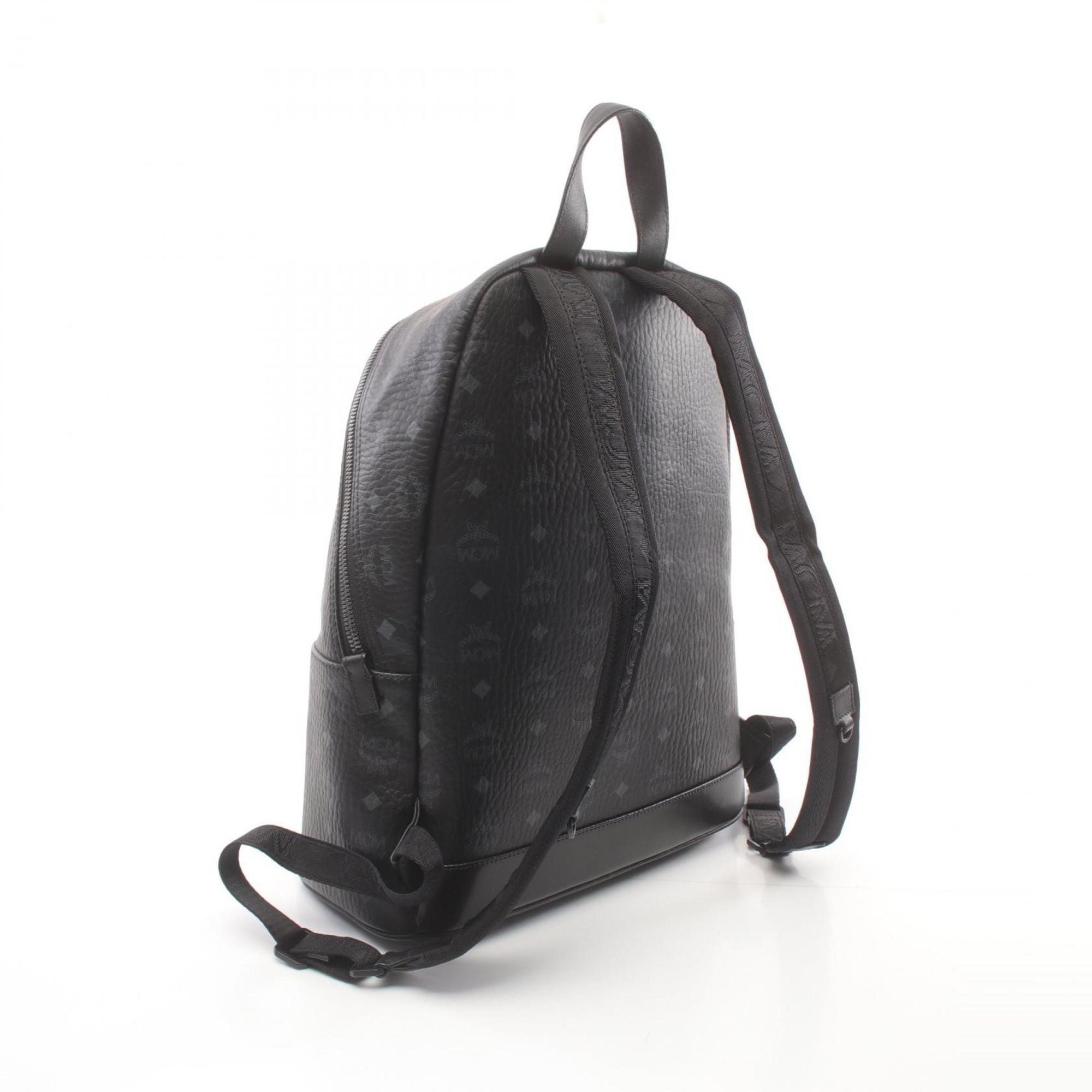 MCM Visetos Rucksack Backpack Bag Coated Canvas Leather Men's Women's Black