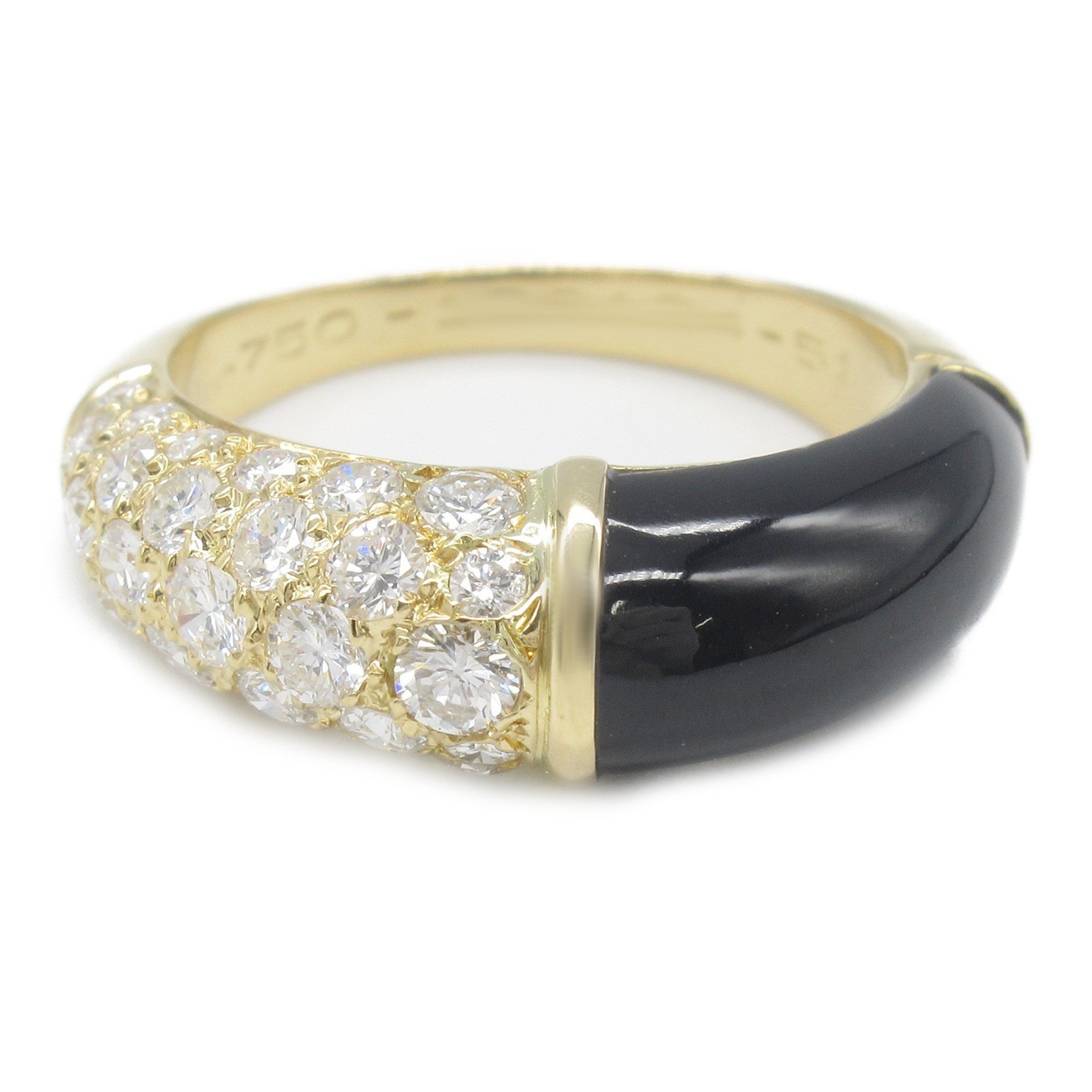 Cartier Onyx Diamond Ring, K18 (Yellow Gold), Diamond, Onyx, Women's, Black, Clear