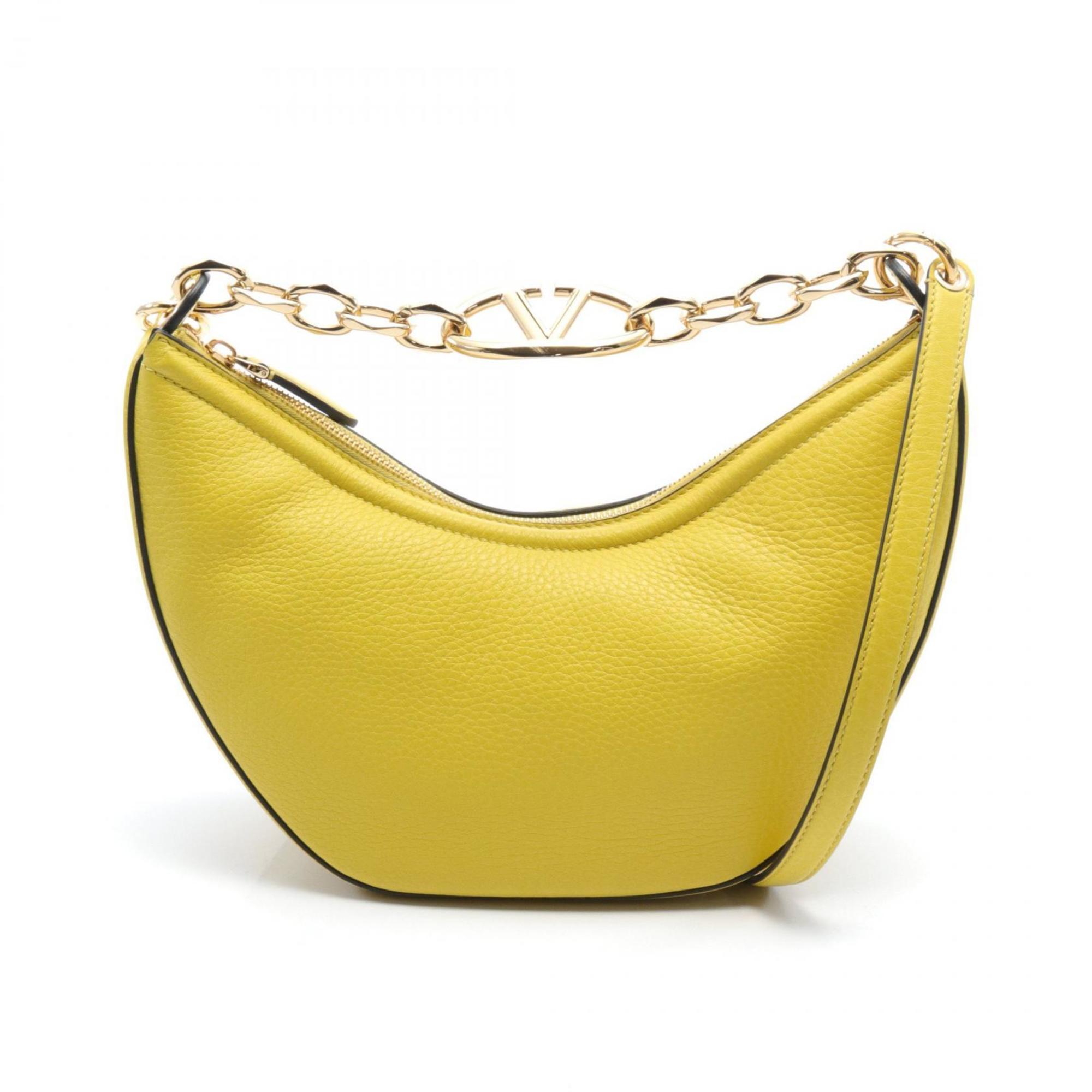 Valentino V Moon Shoulder Bag Leather Women's Yellow