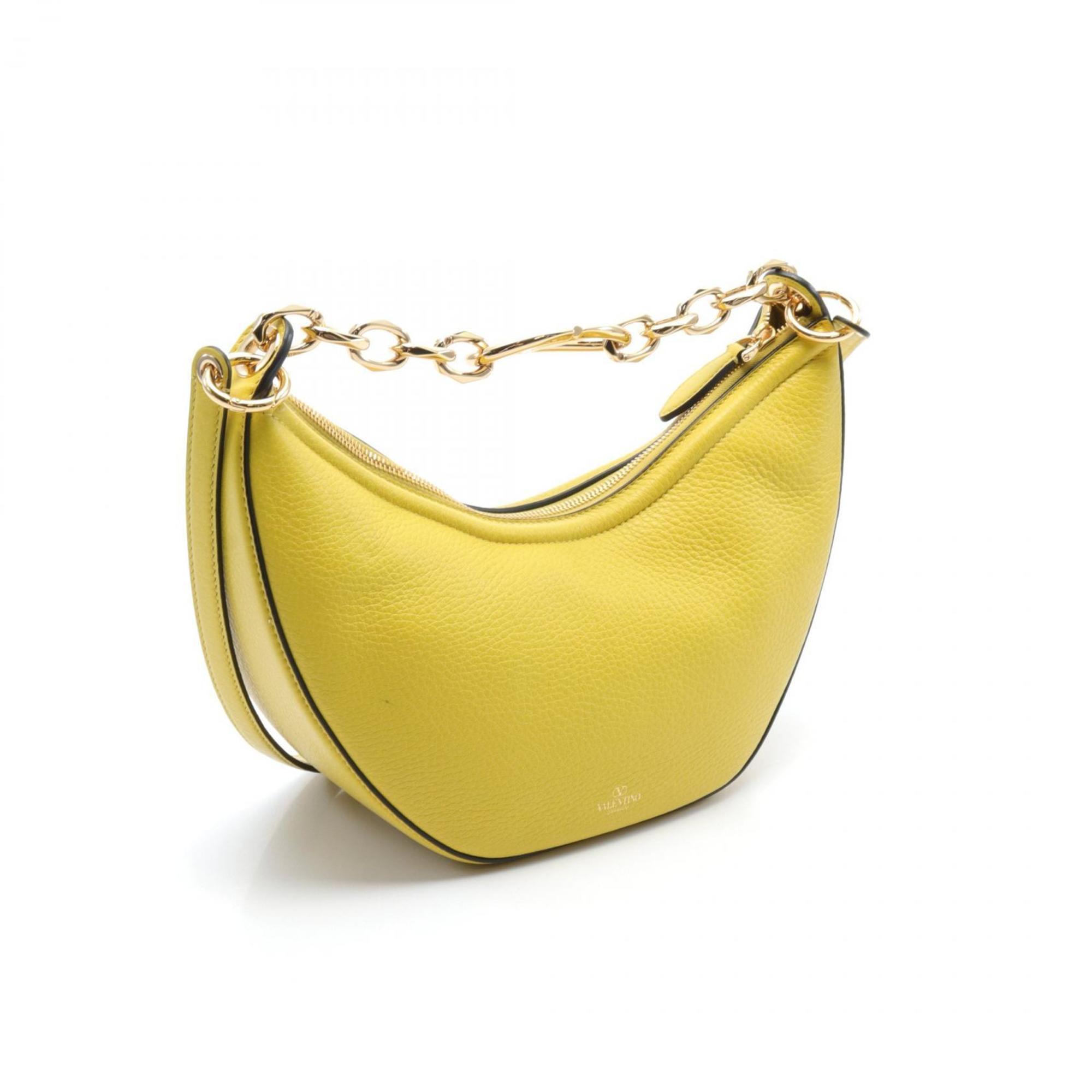 Valentino V Moon Shoulder Bag Leather Women's Yellow