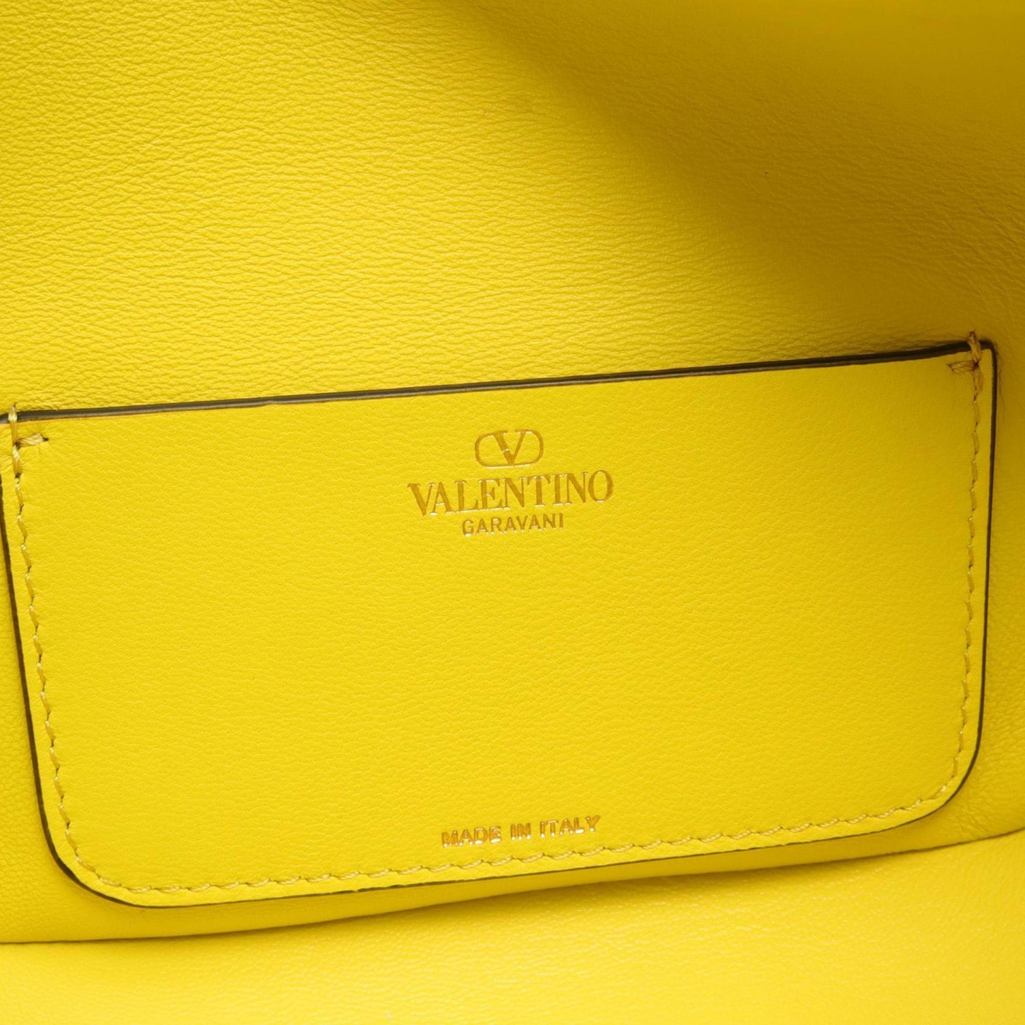 Valentino V Moon Shoulder Bag Leather Women's Yellow