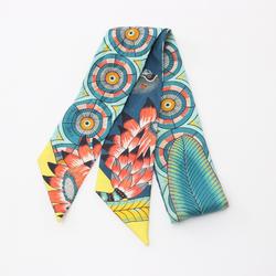 Hermes HERMES Twilly THE SAVANA DANCE Scarf Silk Women's Navy Green Multicolor