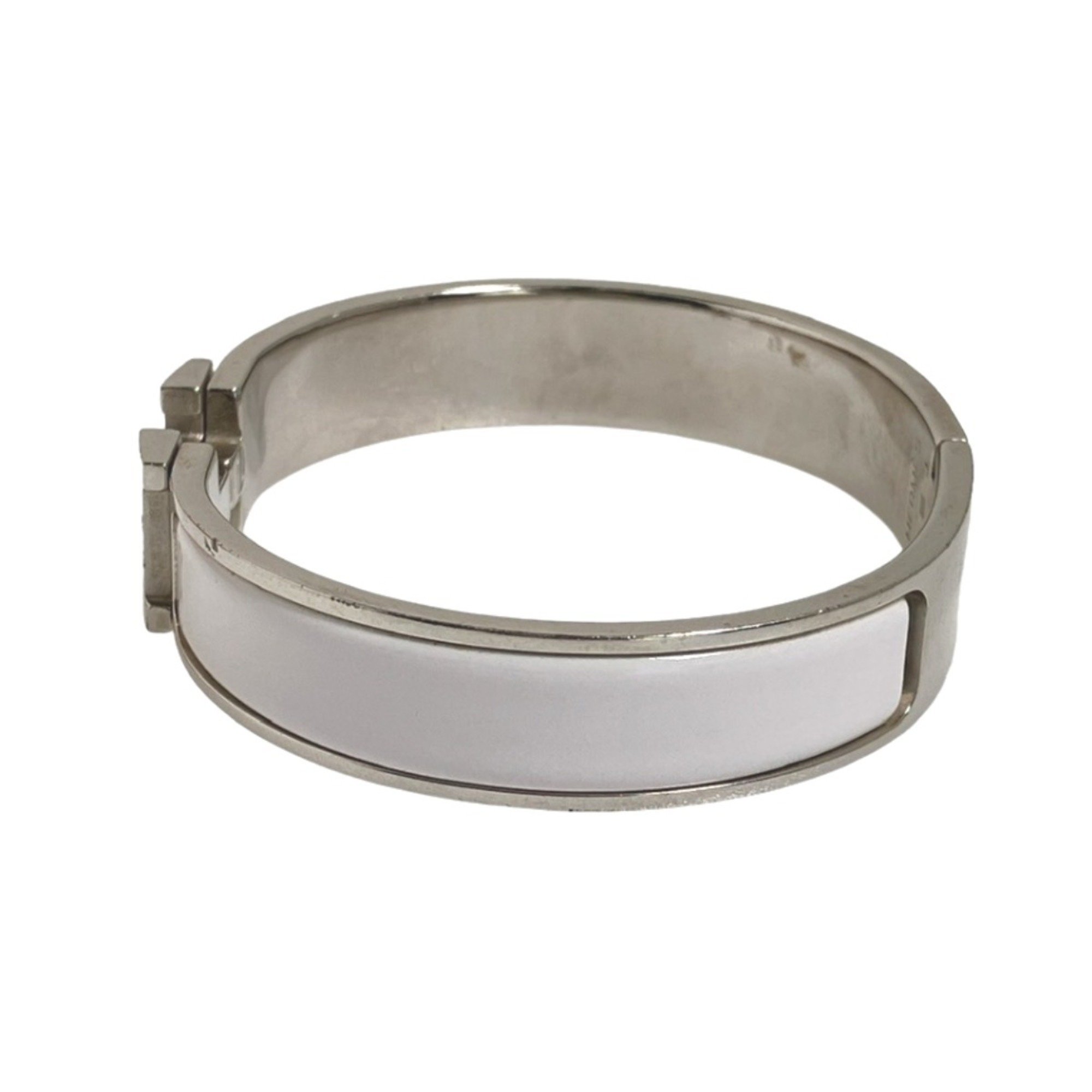 Hermes HERMES Bangle Bracelet Click Clack Metal White x Silver