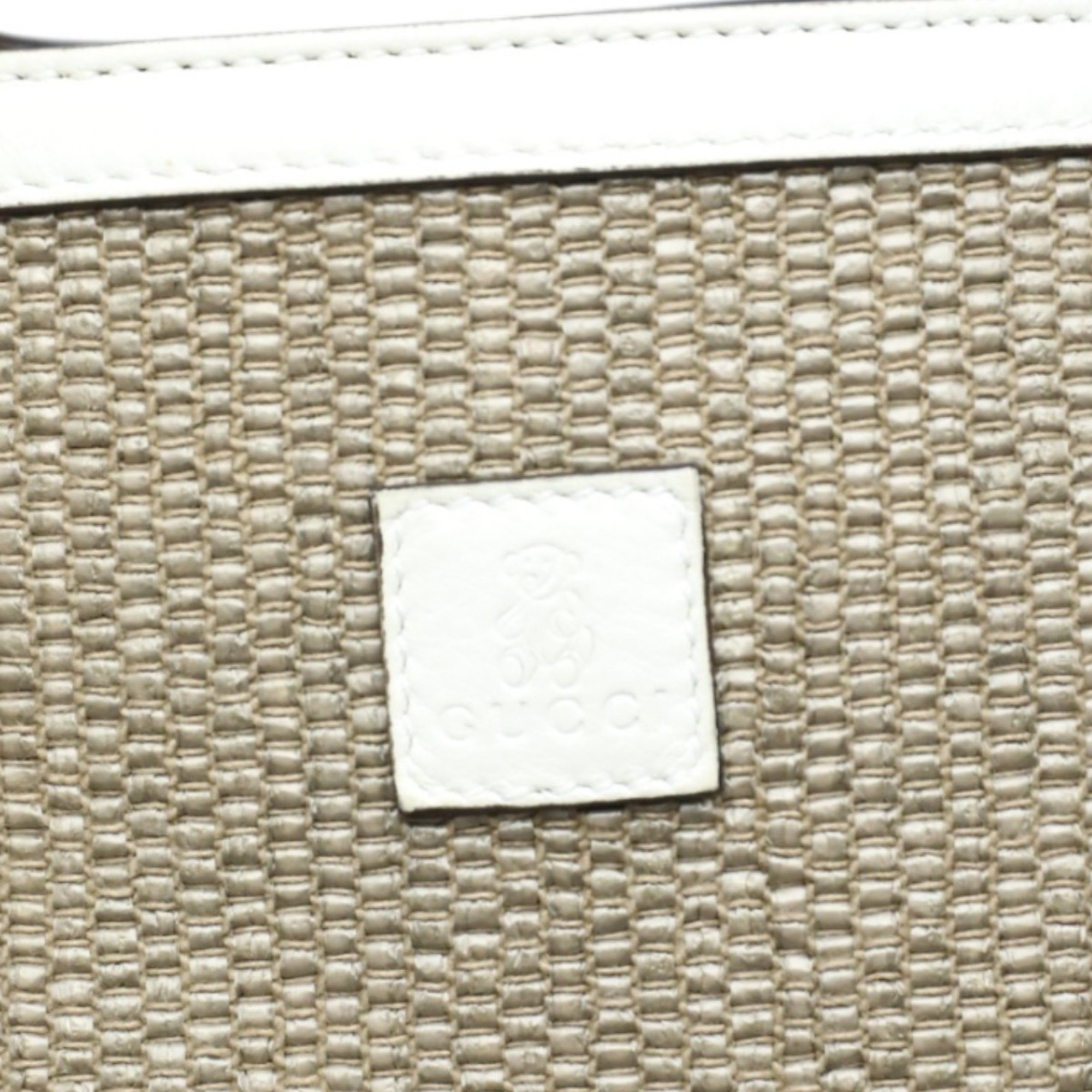 Gucci GUCCI Handbag Straw Leather Bamboo Shopper Canvas 311175 Beige x White