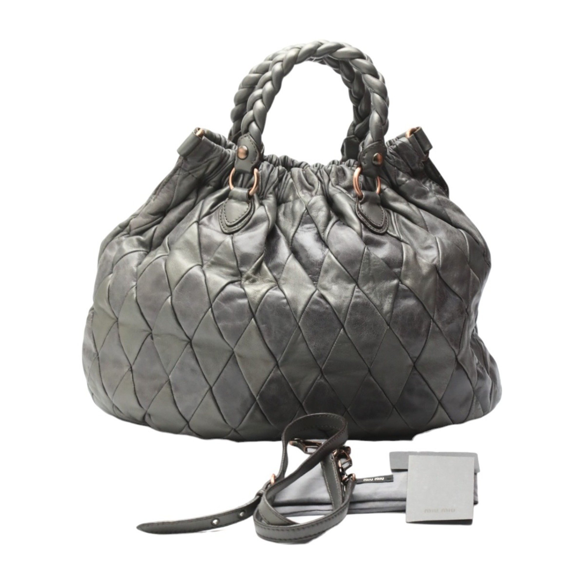 Miu Miu Miu shoulder bag in quilted calfskin, grey