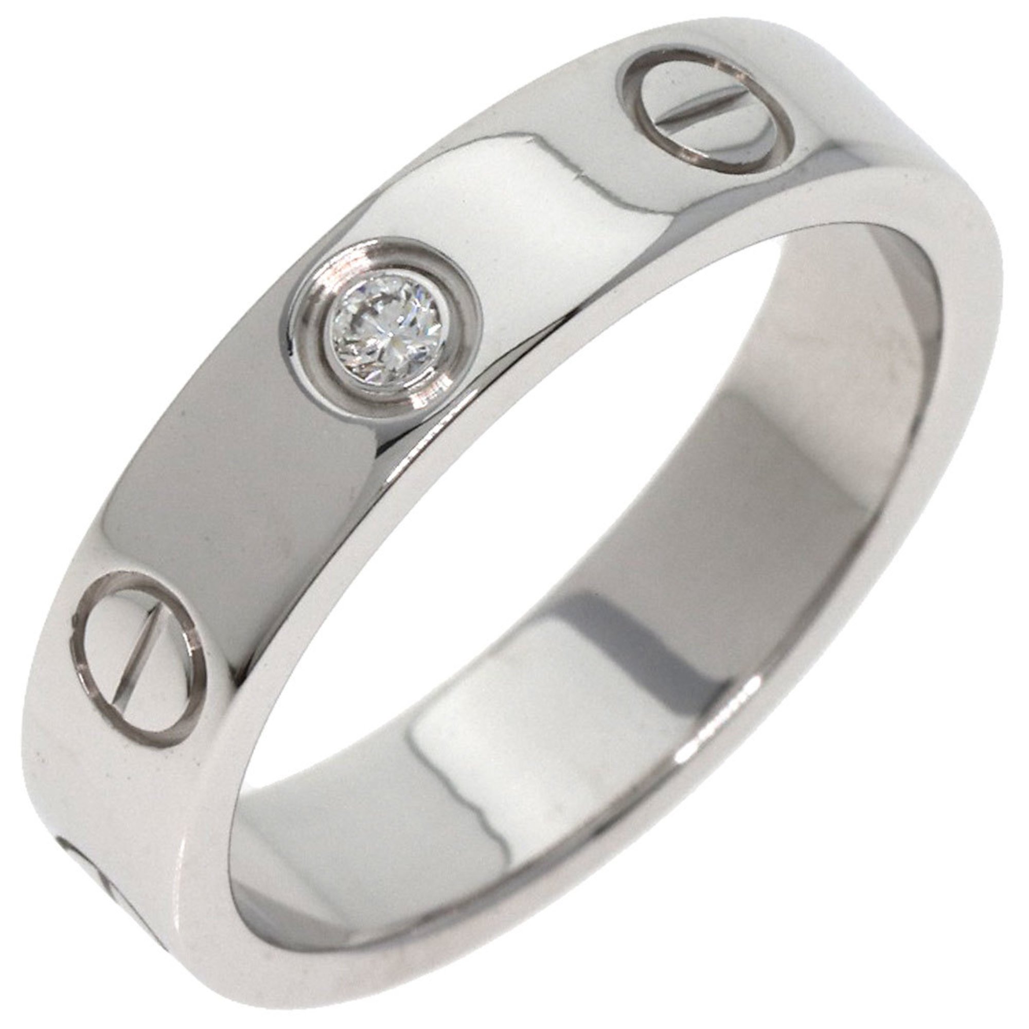 Cartier Love Ring 1P Diamond #47 K18 White Gold Women's CARTIER