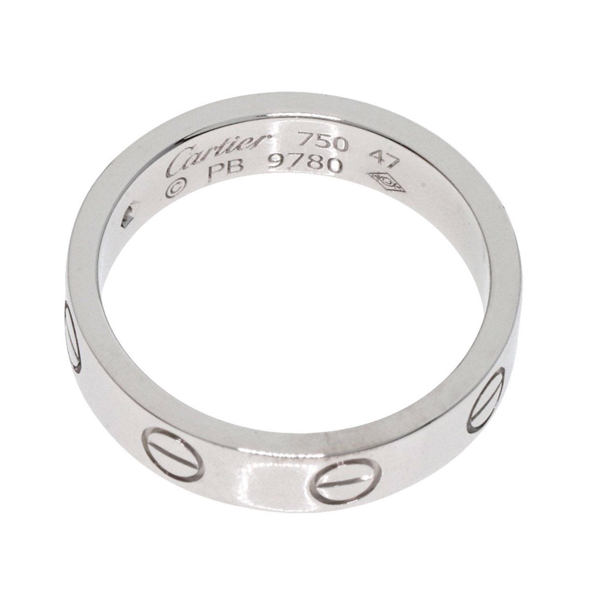 Cartier Love Ring 1P Diamond #47 K18 White Gold Women's CARTIER