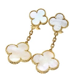 Van Cleef & Arpels Magic Alhambra White Shell Earrings, 18K Yellow Gold, Women's