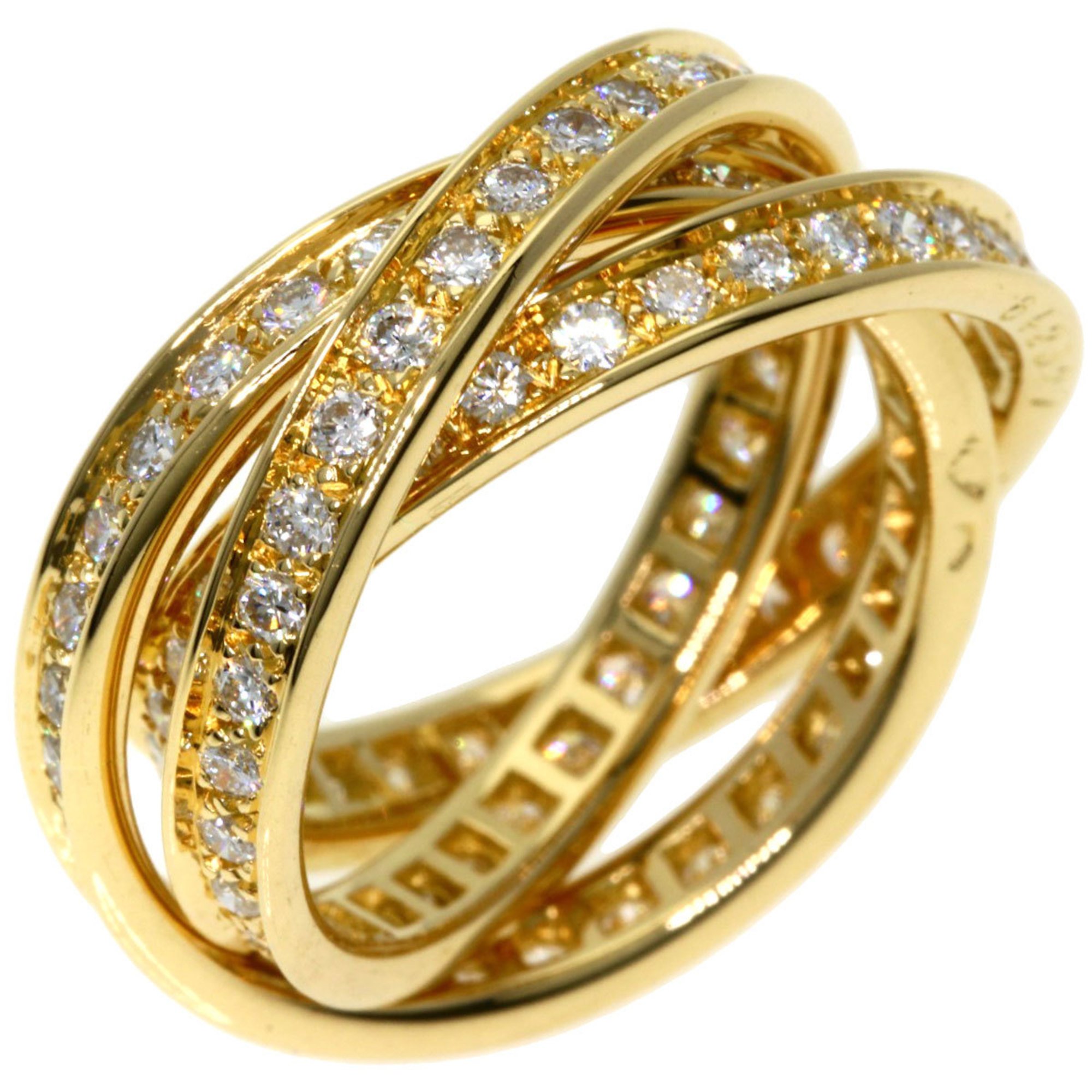 Cartier Three Bangles Diamond #52 Ring, 18K Yellow Gold, Women's, CARTIER