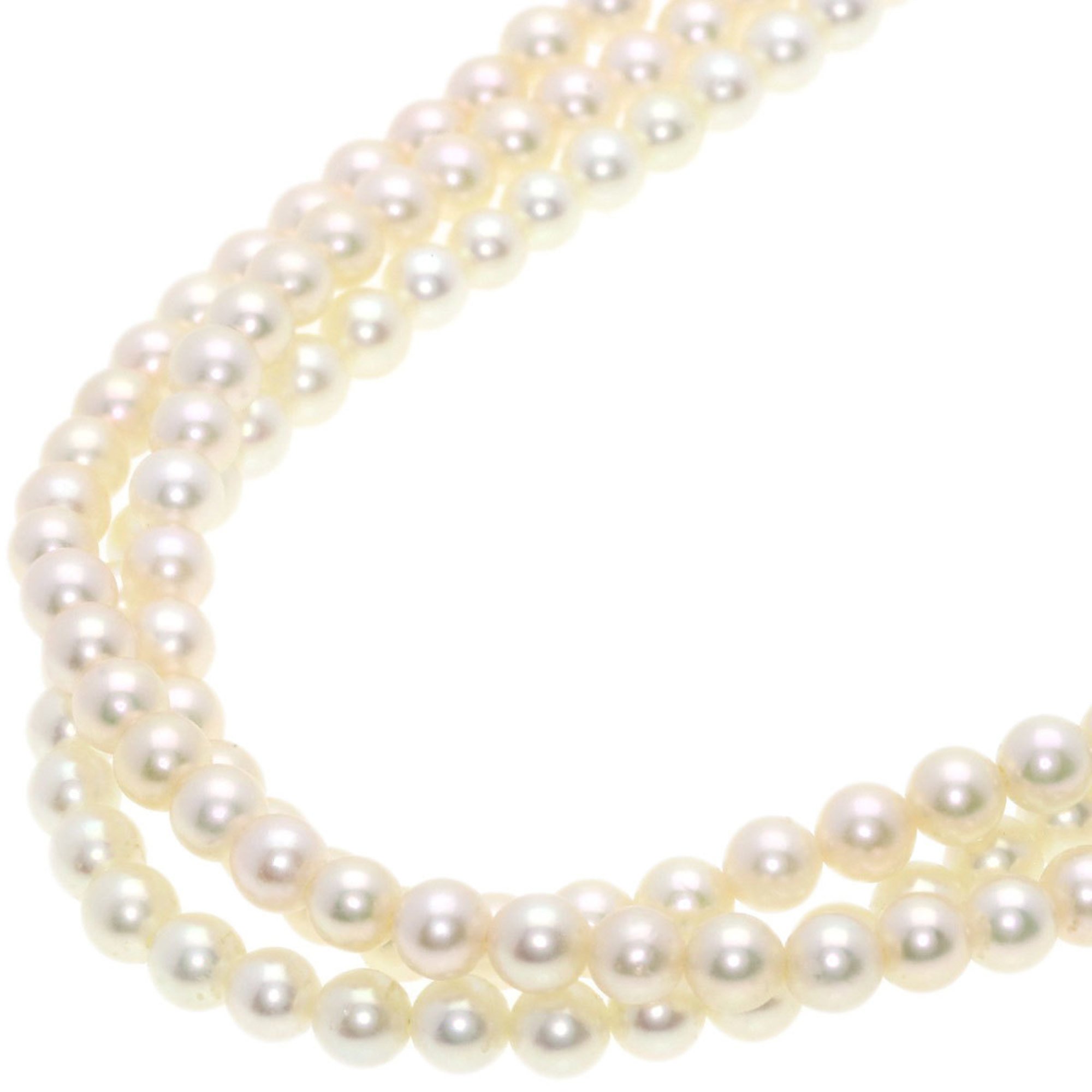 SEIKO Baby Pearl Ribbon 3-Row Diamond Necklace K18 Yellow Gold Women's