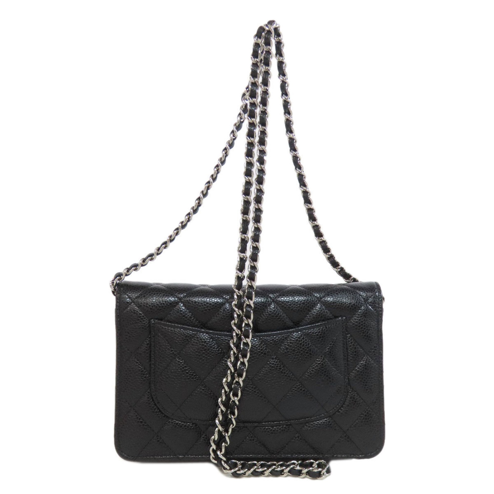 Chanel Chain Wallet Coco Mark Shoulder Bag Caviar Skin Women's CHANEL