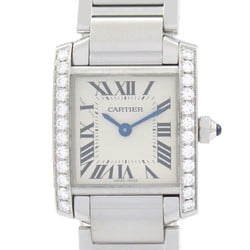 CARTIER Tank Francaise SM Diamond Bezel Watch Stainless Steel Ladies Silver W4TA0008