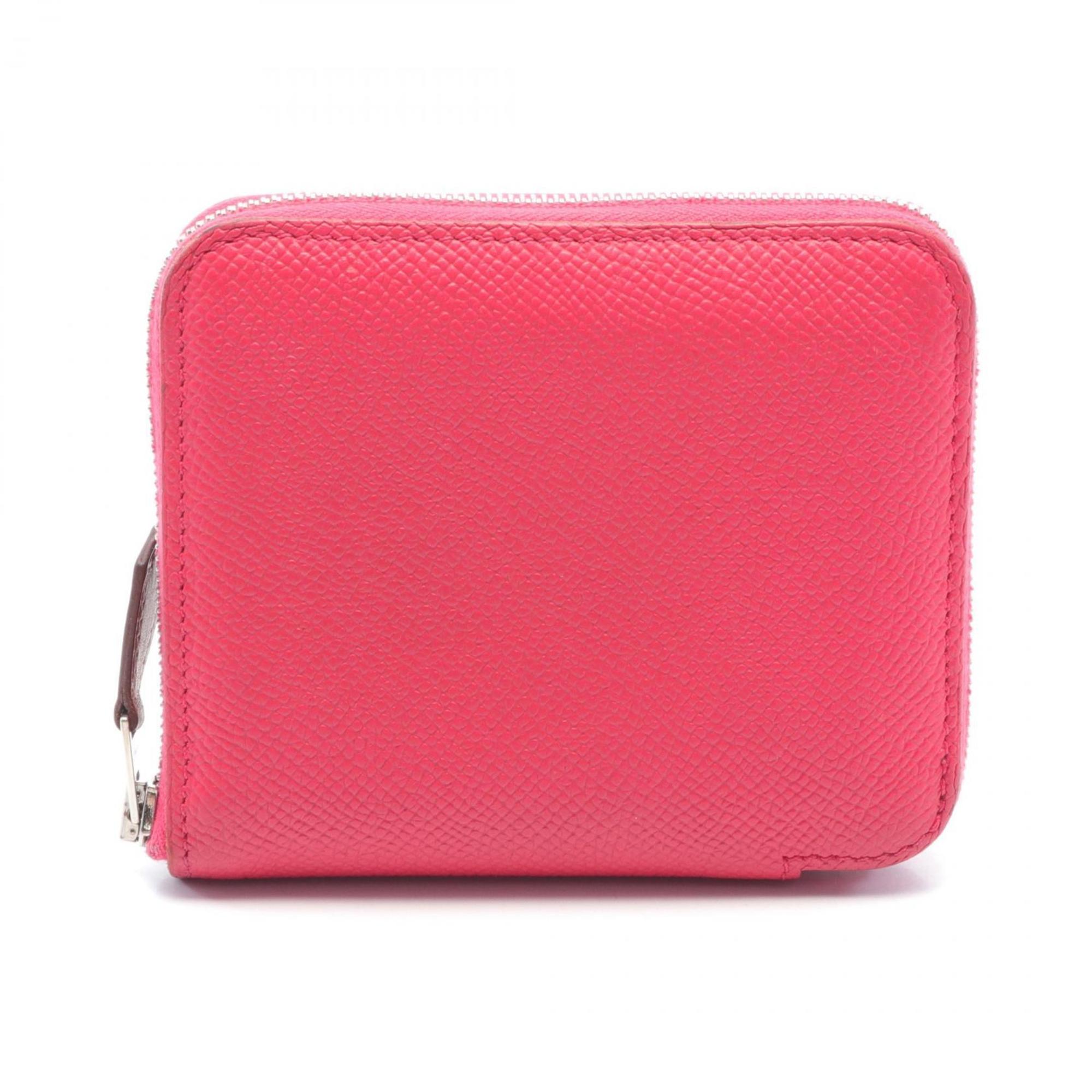 Hermes HERMES Azap Compact Silk In Round Wallet Epsom Leather Women's Pink