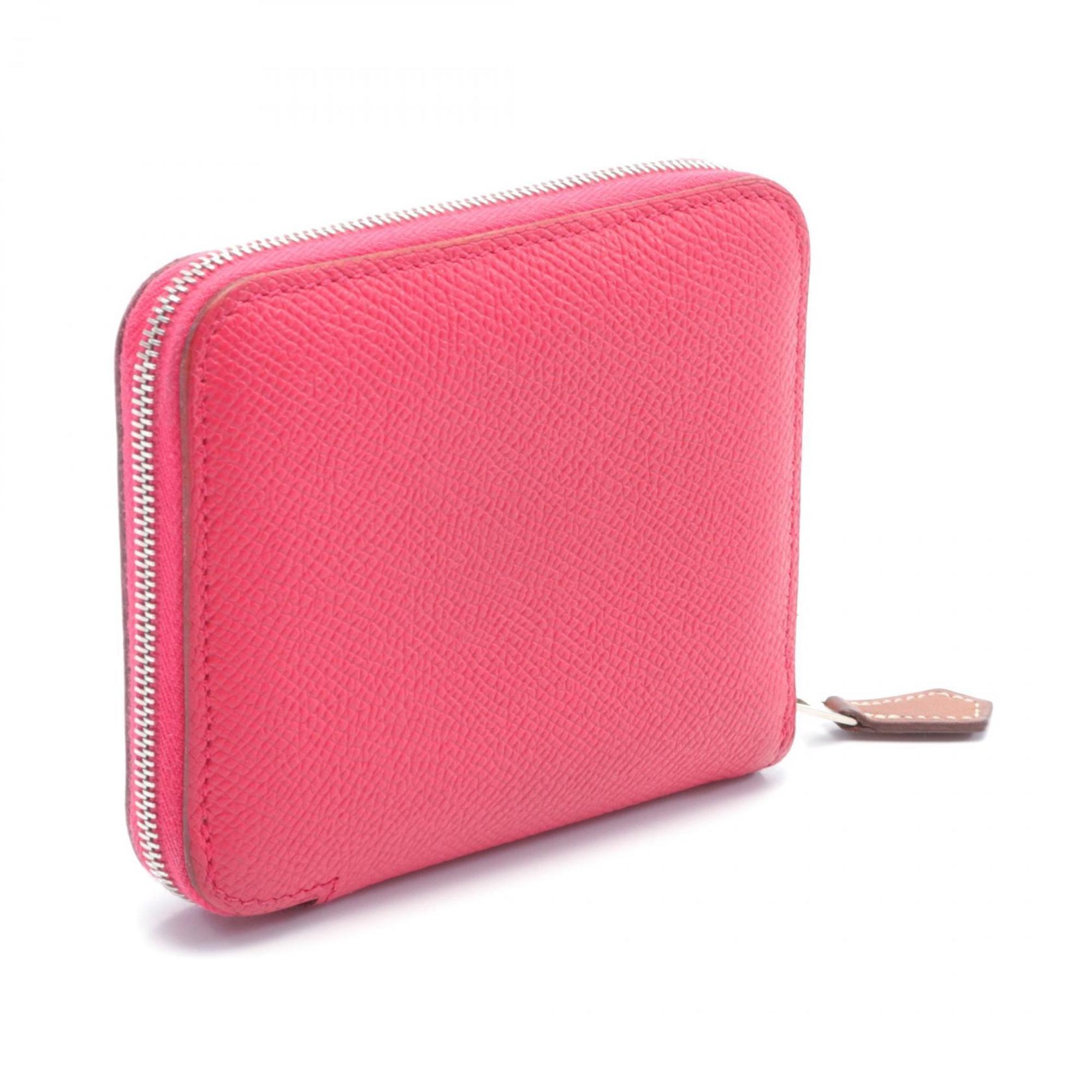 Hermes HERMES Azap Compact Silk In Round Wallet Epsom Leather Women's Pink