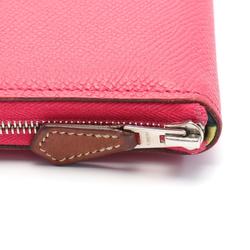 Hermes HERMES Azap Compact Silk In Round Wallet Epsom Leather Women's Pink