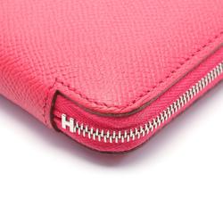 Hermes HERMES Azap Compact Silk In Round Wallet Epsom Leather Women's Pink