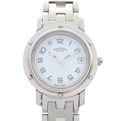 Hermes Clipper Watch Stainless Steel Ladies White Blue CL4.210