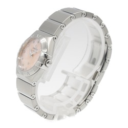 OMEGA Constellation Plume 12P Diamond Watch Stainless Steel Ladies Pink Shell 123.10.24.60.57.002