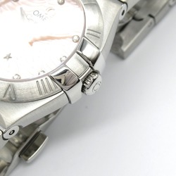 OMEGA Constellation Plume 12P Diamond Watch Stainless Steel Ladies Pink Shell 123.10.24.60.57.002