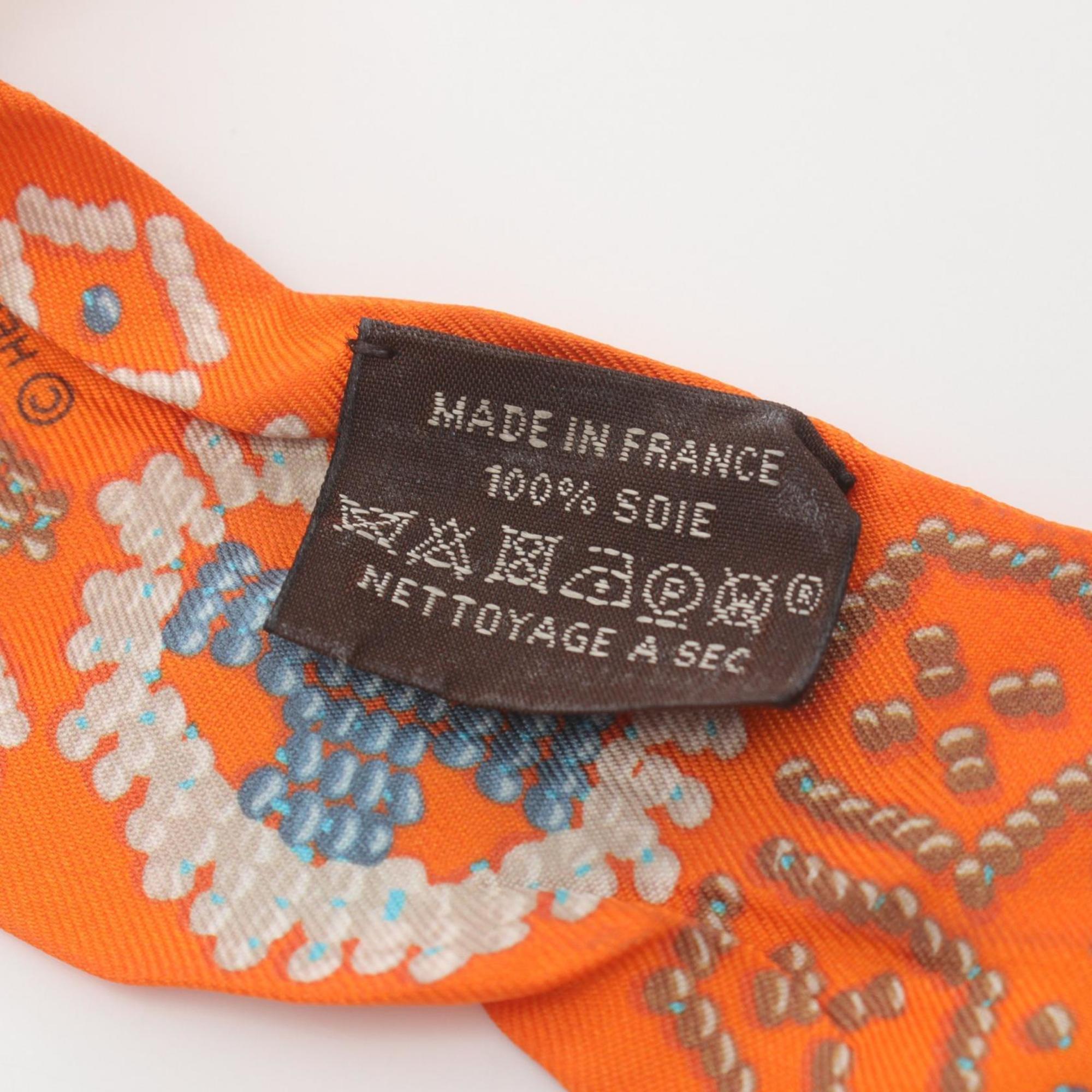 Hermes HERMES Twilly Kelly en Perles Scarf Silk Women's Orange Multicolor