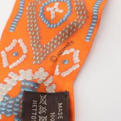 Hermes HERMES Twilly Kelly en Perles Scarf Silk Women's Orange Multicolor