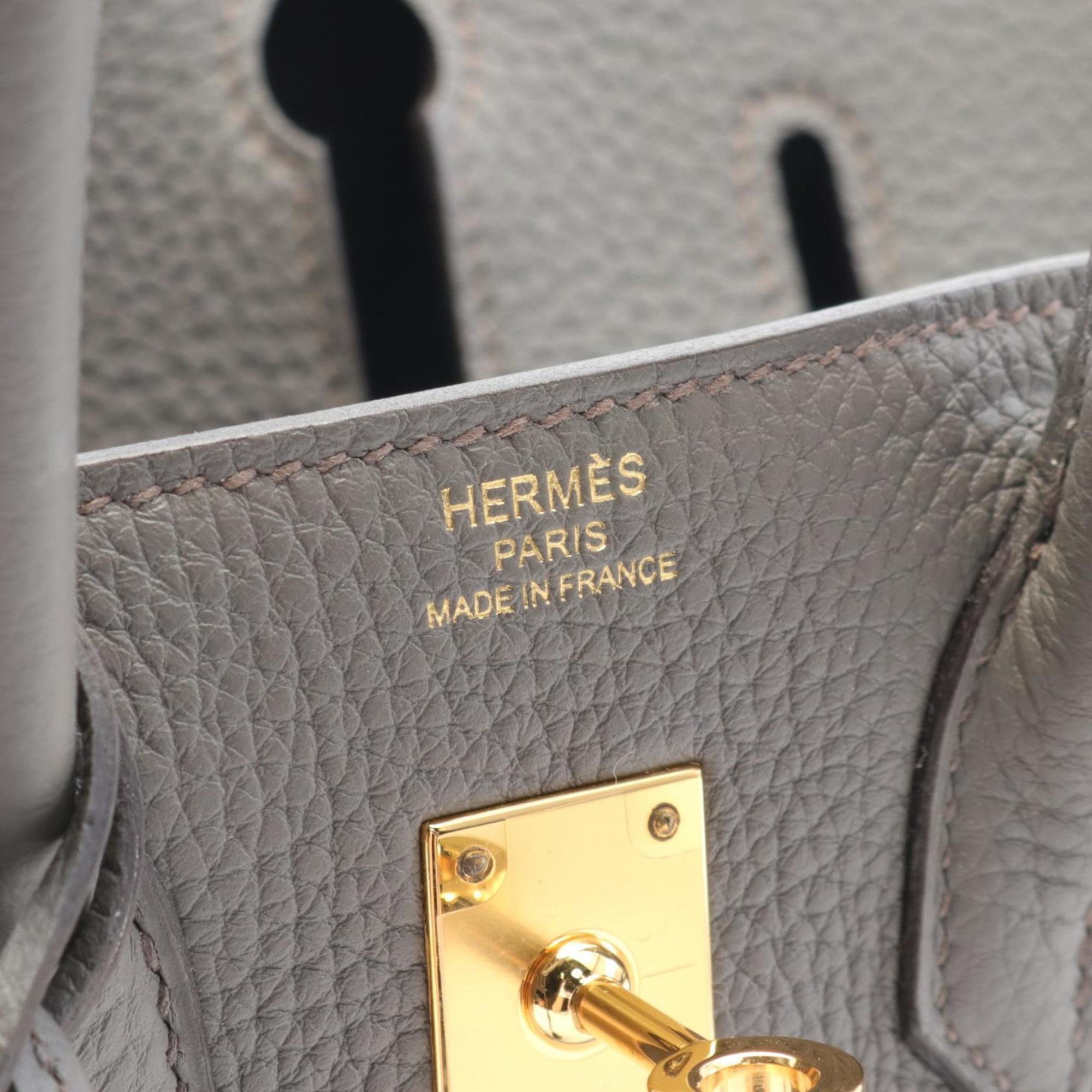 Hermes HERMES Birkin 25 Etain Handbag Bag Togo Women's Grey