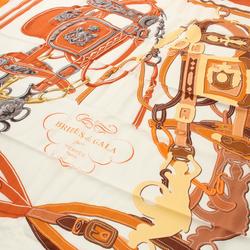 Hermes HERMES Carre Gean 140 BRIDES DE GALA APPLIQUE PIQUE Scarf Silk Cashmere Women's Ivory Brown