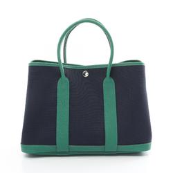 Hermes HERMES Garden TPM Blue Marine Vert Vertigo Tote Bag Toile Militaire Negonda Women's Navy Green