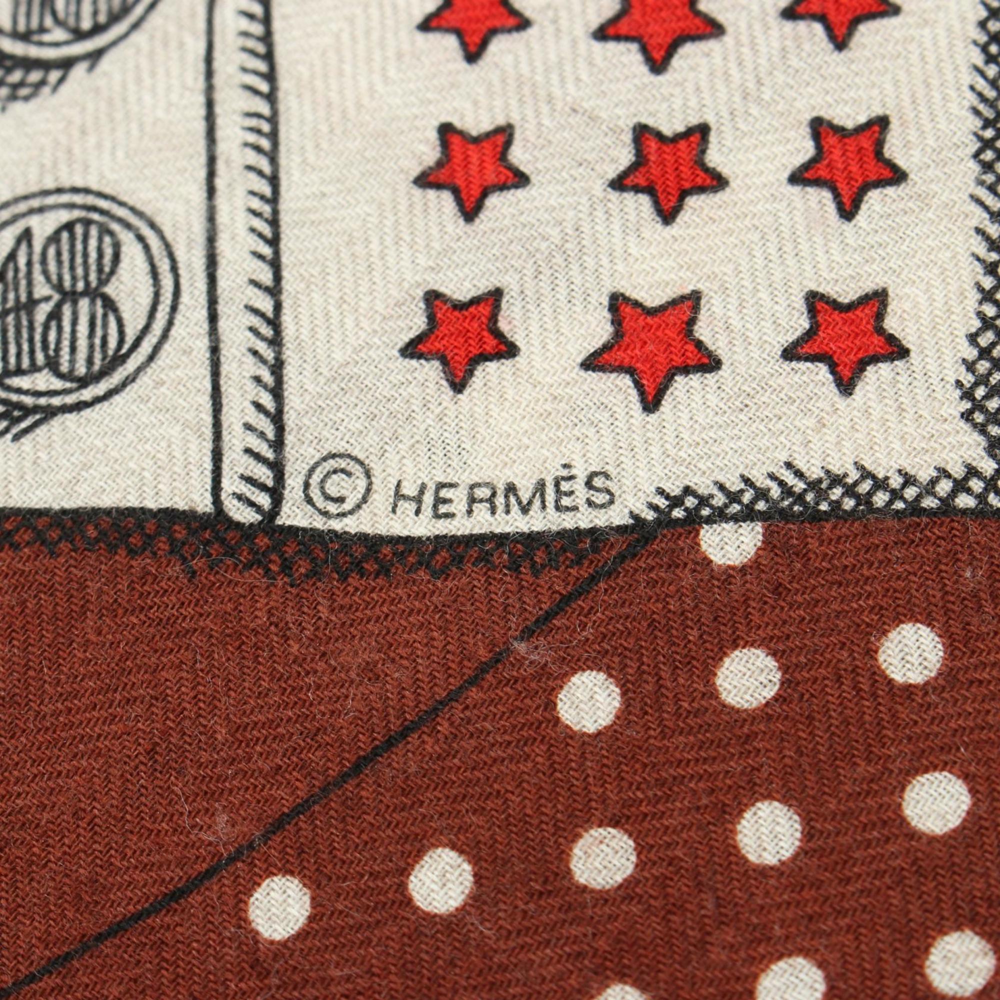 Hermes HERMES Carre Gean 140 ZOUAVES ET DRAGONS Scarf Silk Cashmere Women's Brown Multicolor