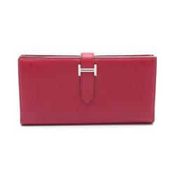 Hermes HERMES Bearn Soufflet Bi-fold Long Wallet Epsom Leather Women's Bordeaux