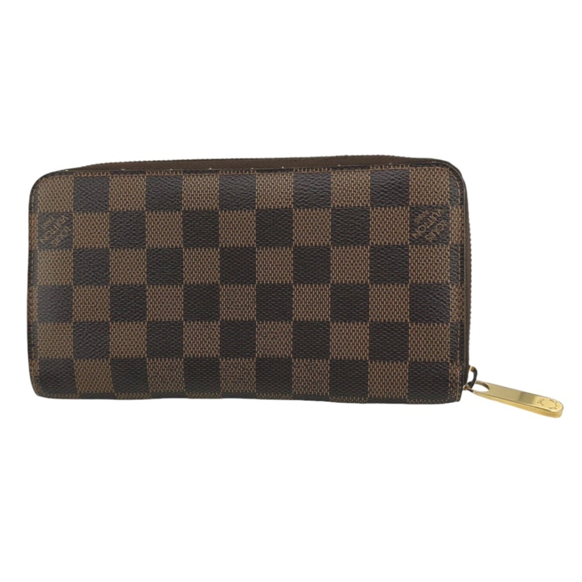 Louis Vuitton LOUIS VUITTON Long Wallet Zippy Damier Round Canvas N60015 Ebene LV