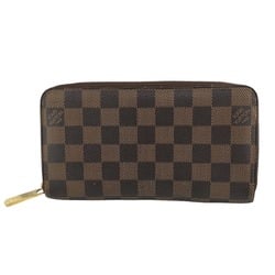 Louis Vuitton LOUIS VUITTON Long Wallet Zippy Damier Round Canvas N60015 Ebene LV