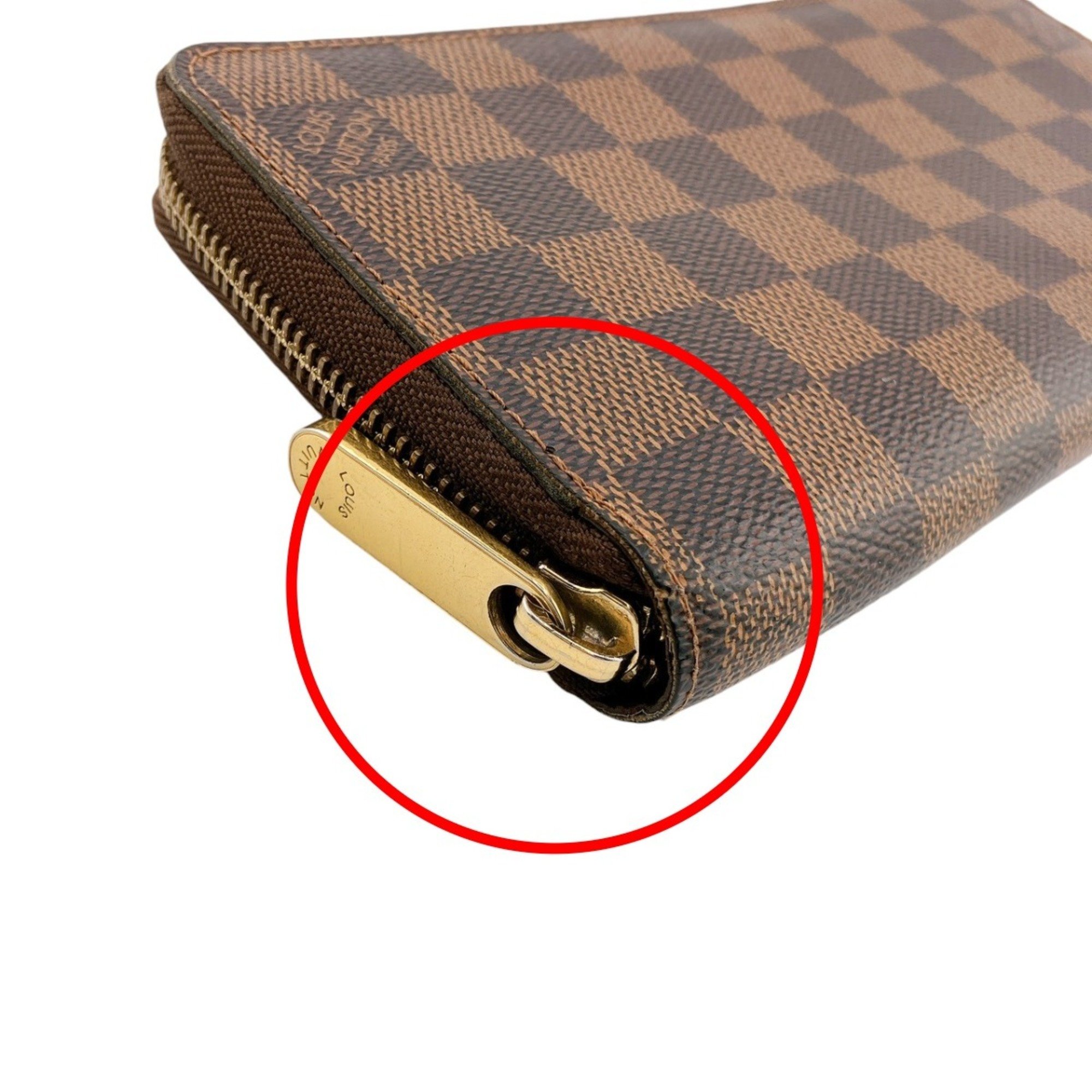 Louis Vuitton LOUIS VUITTON Long Wallet Zippy Damier Round Canvas N60015 Ebene LV