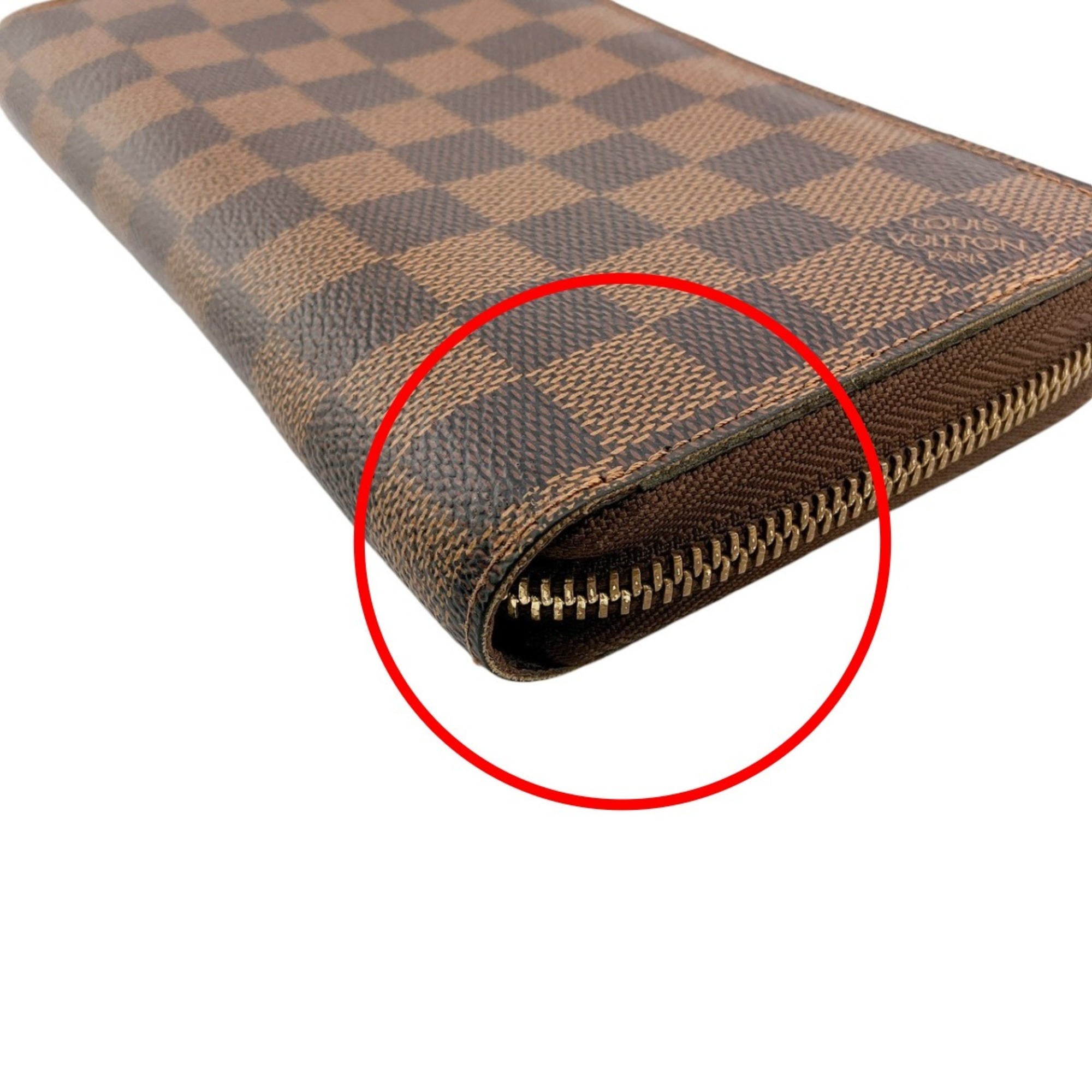 Louis Vuitton LOUIS VUITTON Long Wallet Zippy Damier Round Canvas N60015 Ebene LV