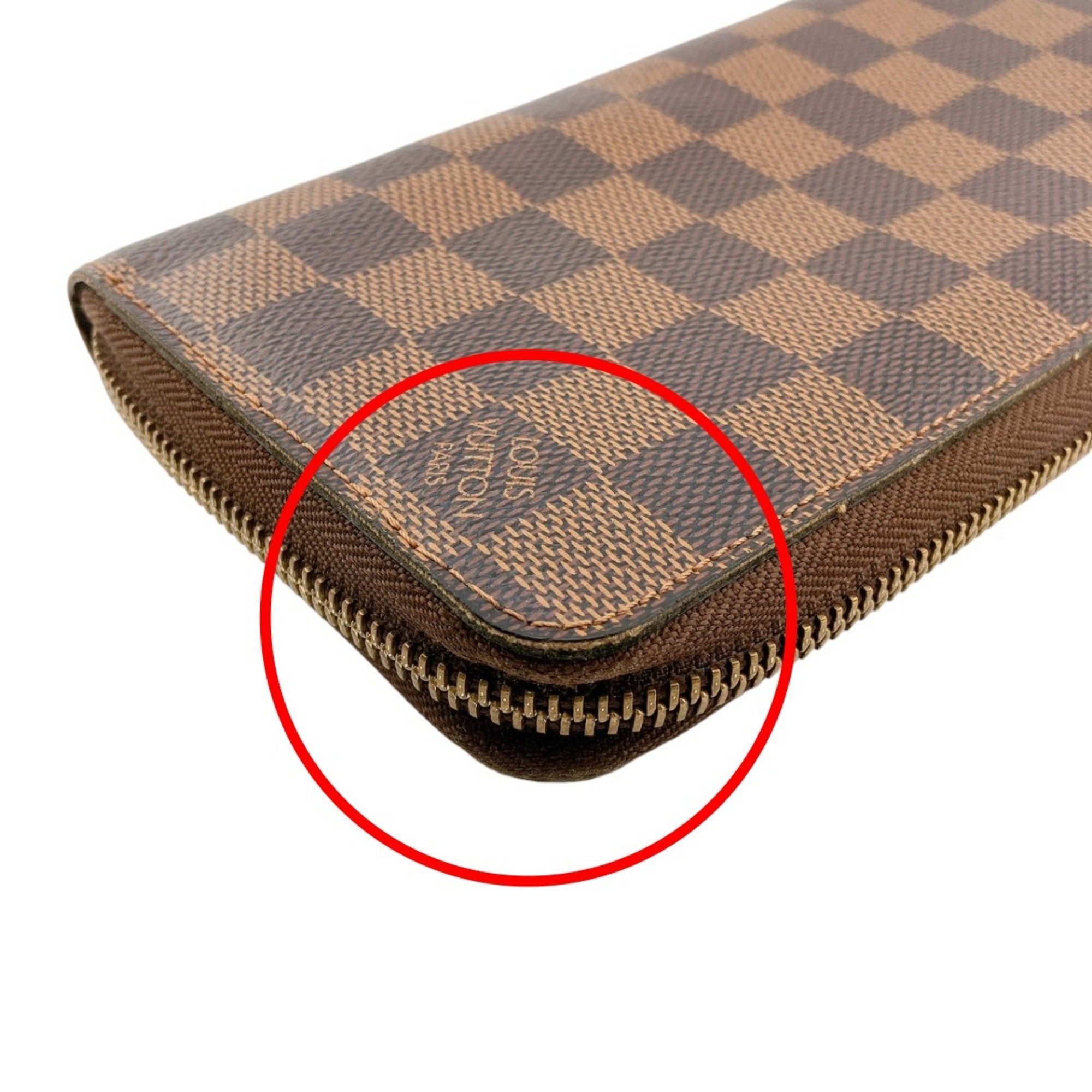 Louis Vuitton LOUIS VUITTON Long Wallet Zippy Damier Round Canvas N60015 Ebene LV