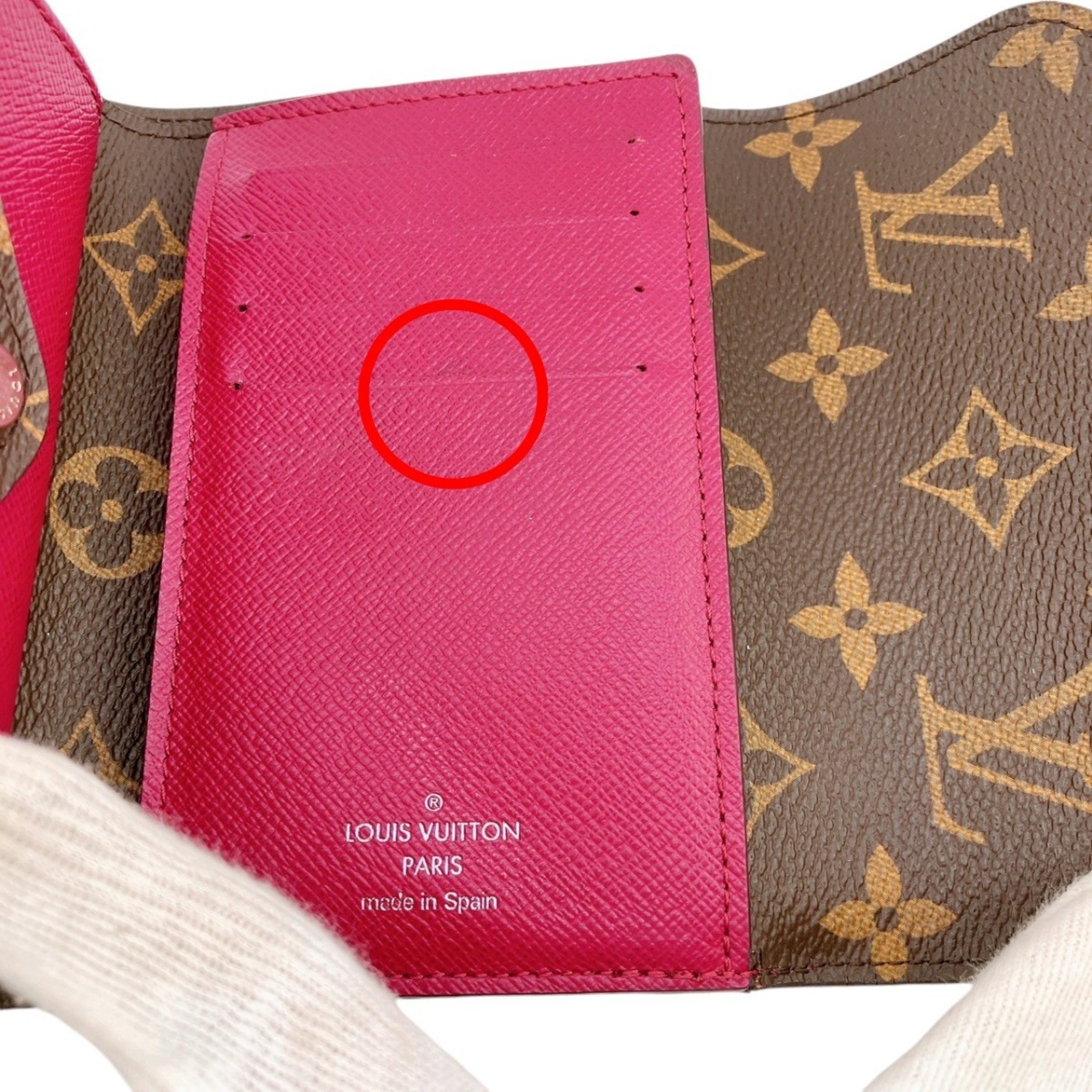 Louis Vuitton LOUIS VUITTON Tri-fold wallet Portefeuille Marie Compact Monogram Coin purse included canvas M60494 Fuchsia LV