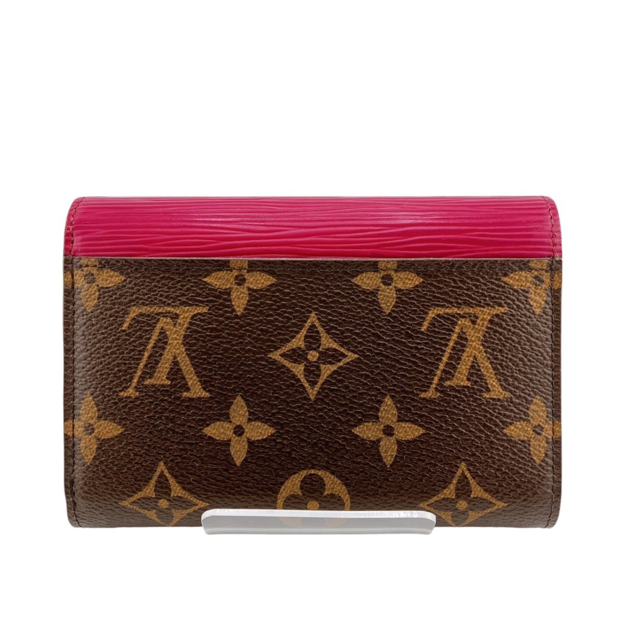 Louis Vuitton LOUIS VUITTON Tri-fold wallet Portefeuille Marie Compact Monogram Coin purse included canvas M60494 Fuchsia LV