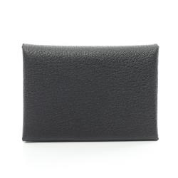 Hermes HERMES Calvi Duo Wallet/Coin Case Wallet Chevre Women's Black