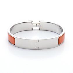 Hermes Click H Bangle Stainless Steel Enamel Women's Silver Orange