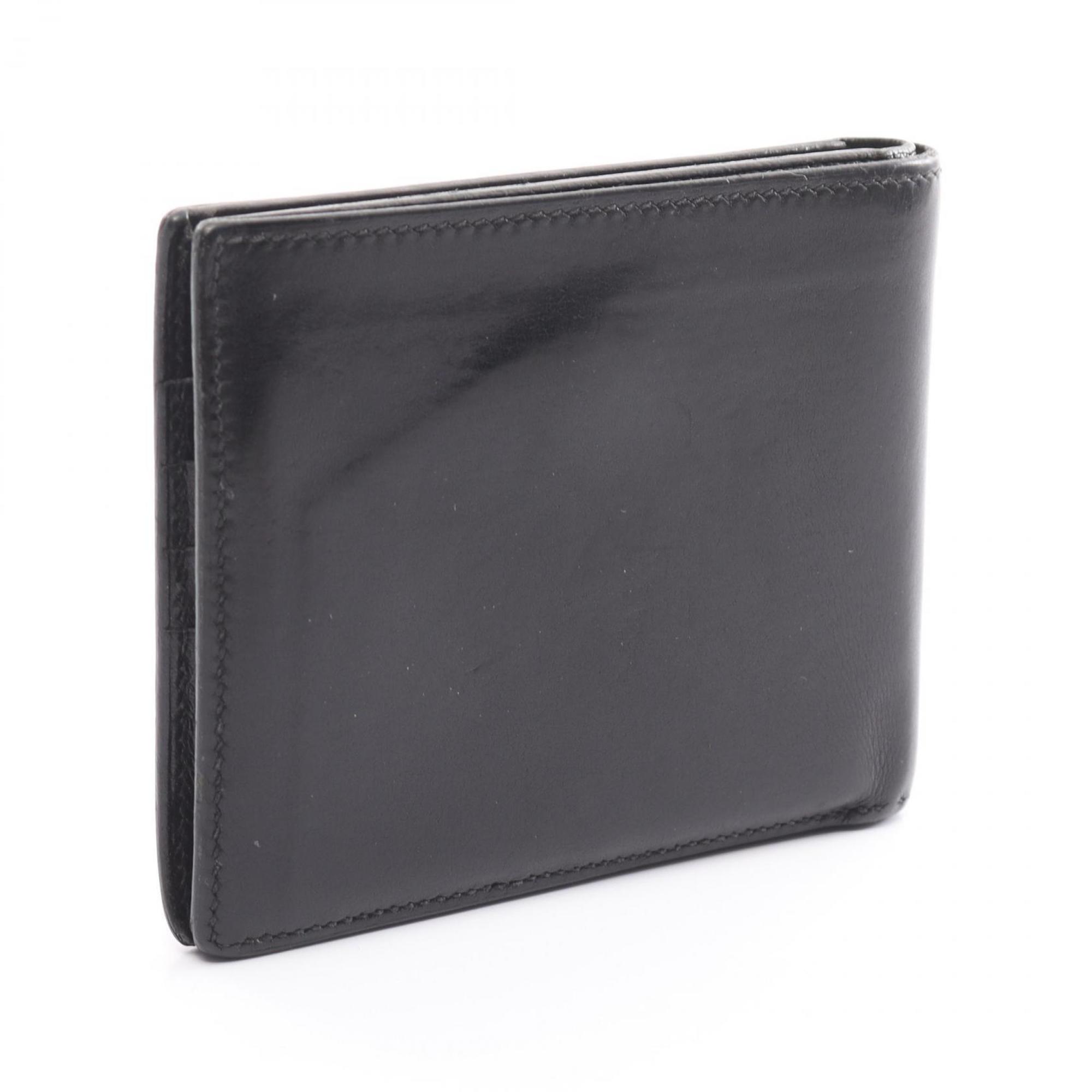 Hermes MC2 Thales Bi-fold Wallet Calfskin (Cowhide) Boxcalf Men's Black