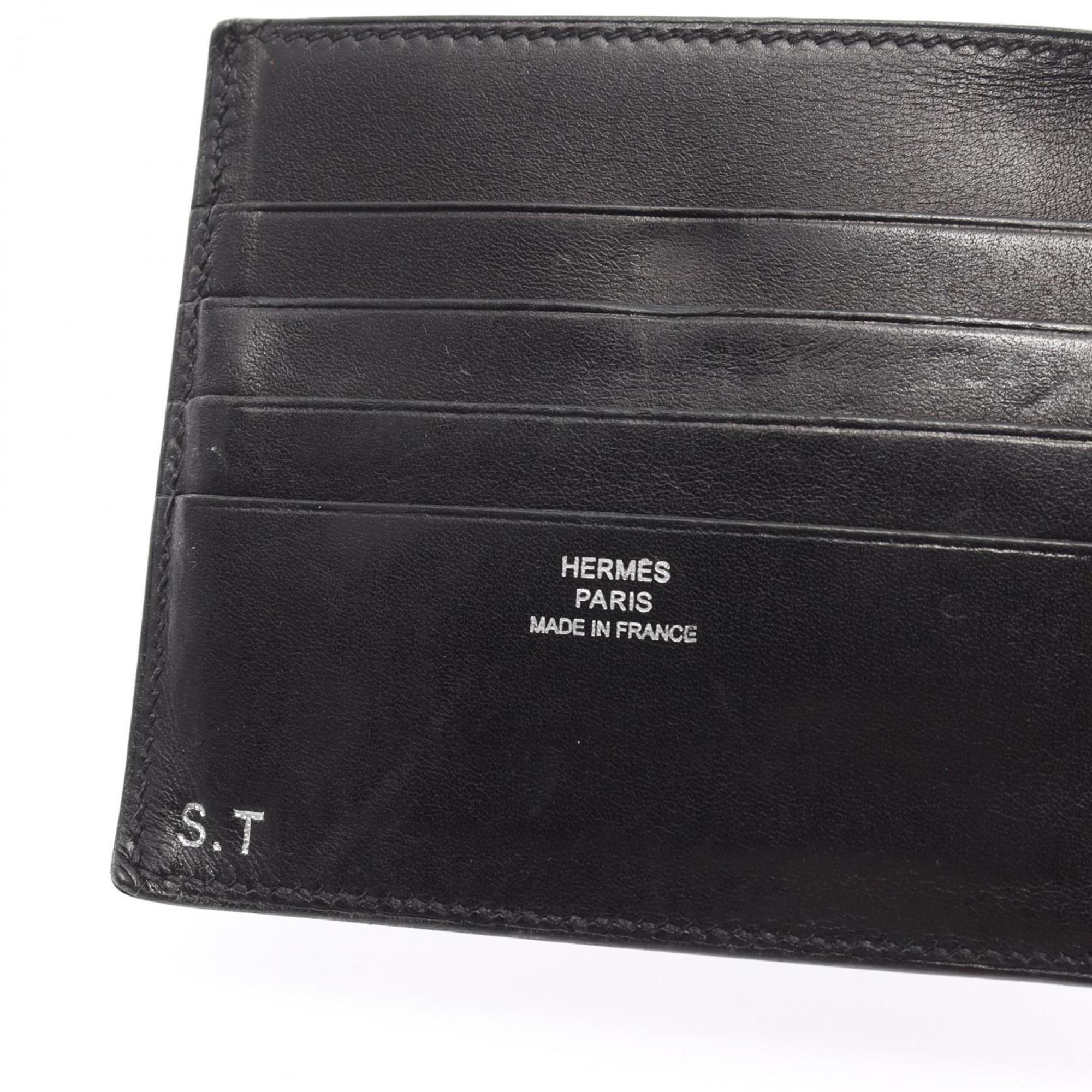 Hermes MC2 Thales Bi-fold Wallet Calfskin (Cowhide) Boxcalf Men's Black