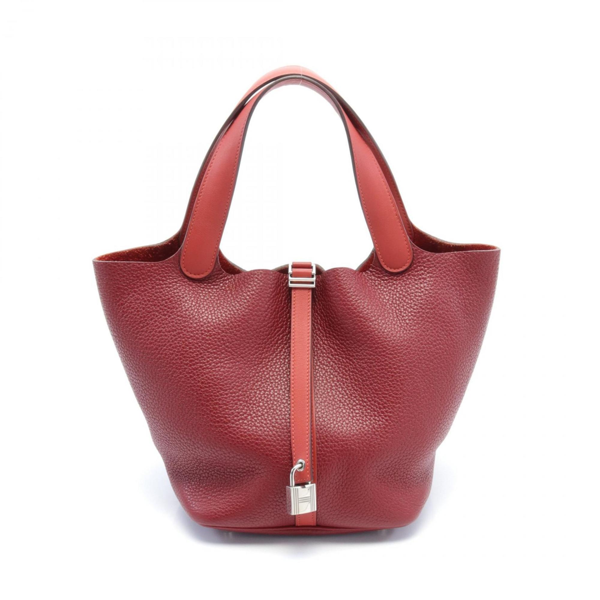 Hermes HERMES Picotin Lock Touch MM Rouge H Brick Handbag Bag Taurillon Clemence Women's Bordeaux