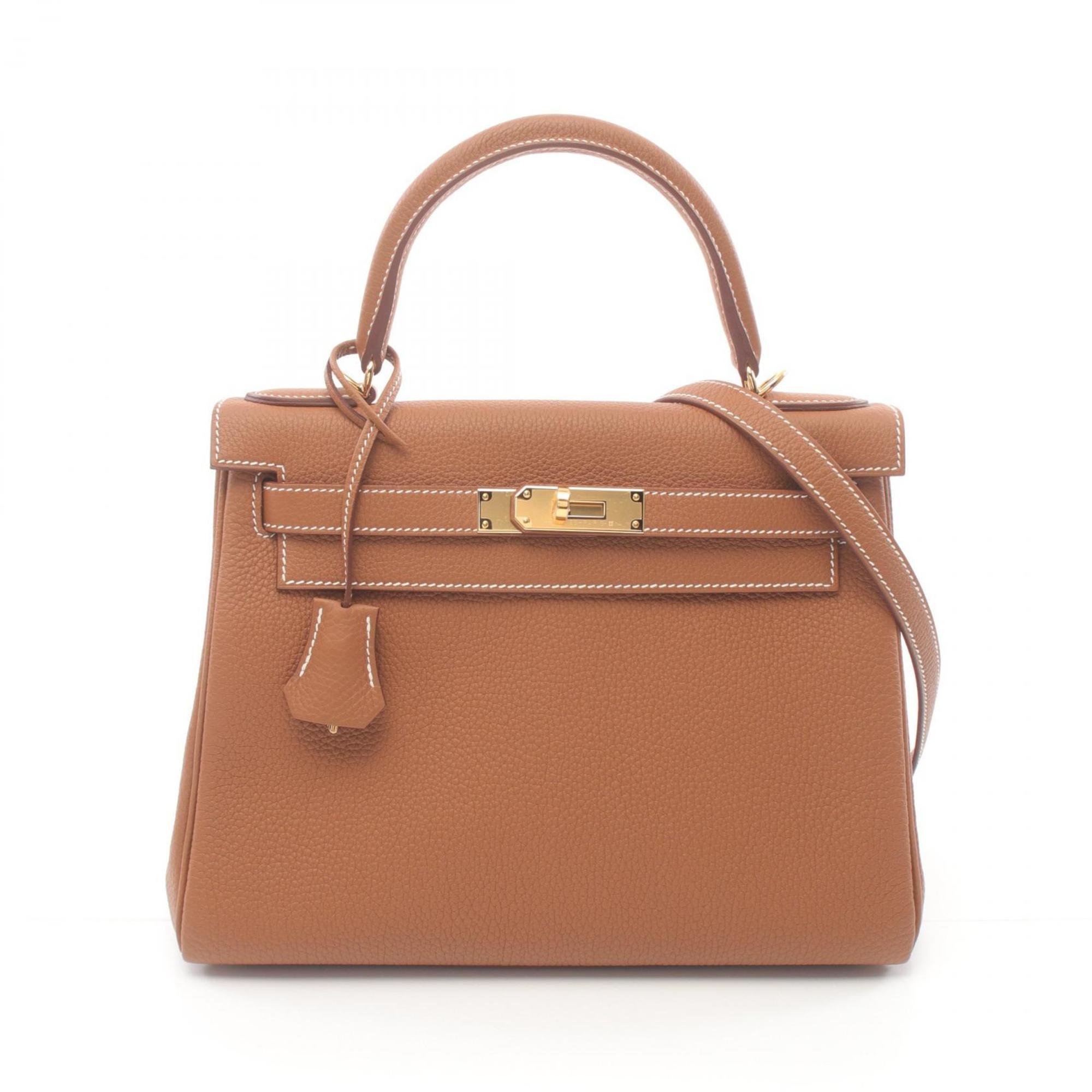 Hermes Kelly 28 Handbag Togo Women's Brown 030931CC