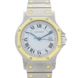 Cartier Santos Octagon LM Watch, K18 (yellow gold), stainless steel, ladies, white, 2966