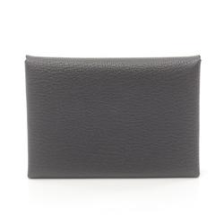 Hermes HERMES Calvi Duo Wallet/Coin Case Wallet Chevre Women's Black