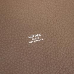 Hermes HERMES Picotin Lock MM Etoupe Handbag Bag Taurillon Clemence Women's Brown 060991CK